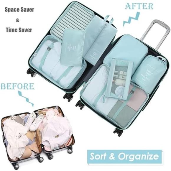 8 Set Packing Cubes Clothes Storage Bag Luggage Packing Organizers for Travel - Picture 2 of 7